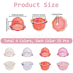 60 pièce de 4 couleurs de capuchons de perles en acrylique avec placage UV&nbsp;PACR-PA0001-12A