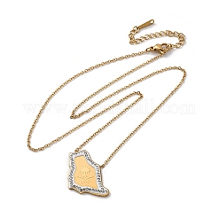 Colliers avec pendentif en acier inoxydable 304 et strass en cristal représentant la carte du pays de l'Arabie saoudite&nbsp;NJEW-R026-08G