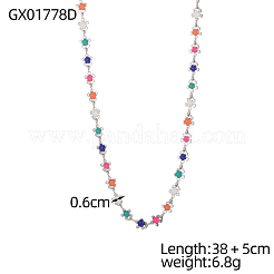 Colliers à maillons floraux en acier inoxydable 304 émaillé&nbsp;STAS-OY007-61P