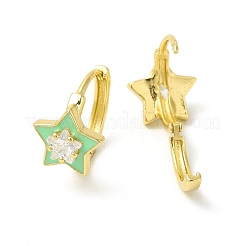 Orecchini a cerchio a forma di stella smaltata con zirconi chiari&nbsp;EJEW-E270-02G-06