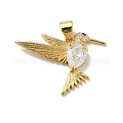 Oiseau en laiton micro pavé clair pendentifs en zircone cubique&nbsp;KK-G419-28G