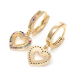 Orecchini a cerchio huggie in zirconi cubici micro pavè di ottone&nbsp;EJEW-G276-11G