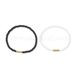 2 Stück Stretch-Armband-Set aus Glasperlen in 2 Stilen&nbsp;BJEW-JB11717