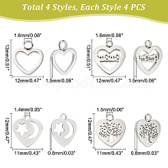 16 pieza de 4 estilos de dijes de acero inoxidable 304&nbsp;STAS-DC0005-46