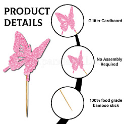 Tortenaufsätze aus Papier und Glitzerpailletten mit Bambusstab&nbsp;DIY-WH20087-005