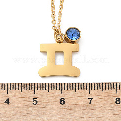 Collar con colgante de constelación de piedra de nacimiento con taladro de vidrio de acero inoxidable 304&nbsp;STAS-D305-08G-C