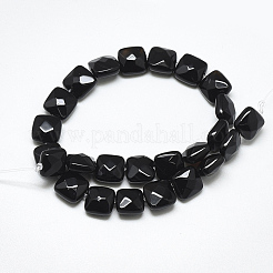 Brins de perles d'agate noire naturelle teintées et chauffées&nbsp;G-S357-D01-11