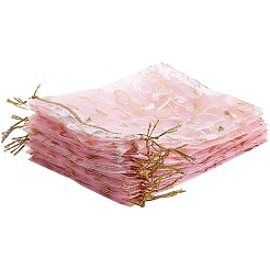 100 x Organza-Geschenkbeutel mit Goldprägung und Herzen&nbsp;OP-PH0001-37B