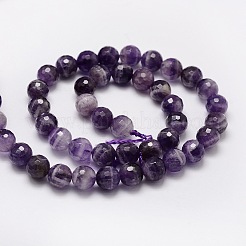 Facettierte runde natürliche Chevron-Amethyst-Perlenstränge&nbsp;G-L437-22-8mm
