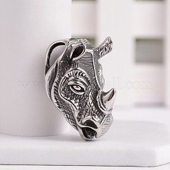 Argent antique pendentifs rhinocéros 3d de forme&nbsp;STAS-H061-09AS