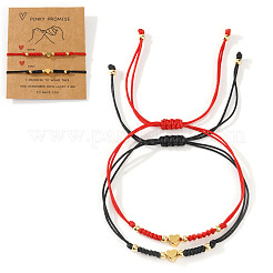2 Stück 2 Farben 304 Edelstahl Herz Perlen geflochtenes Perlenarmband&nbsp;ZD8113-1