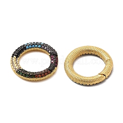 Latón micro pave zirconia cúbicos puerta de primavera anillos&nbsp;KK-M206-03G-01-1