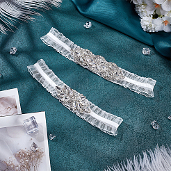 Jarretières de mariée élastiques en dentelle de nylon&nbsp;AJEW-WH0661-25B