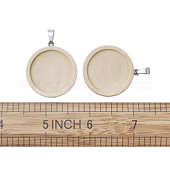 Hölzerne Anhänger Cabochon Fassungen&nbsp;WOOD-TAC0001-B-02