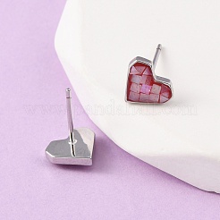 Pendientes de corazón de esmalte de latón&nbsp;EJEW-I322-06P