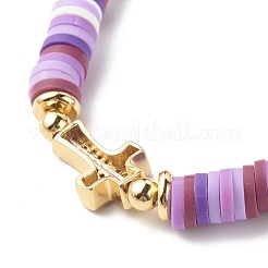 Bracciale elasticizzato con perline heishi in argilla polimerica da donna&nbsp;BJEW-JB07207