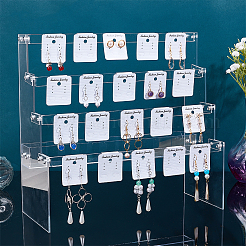 Set di supporti per display per orecchini in acrilico a forma di scale a 4 livello fai-da-te&nbsp;ODIS-WH0029-64A