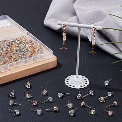 240 stücke 6 stil eisen und legierung kristall strass stud ohrring finden&nbsp;EJEW-WR0001-01