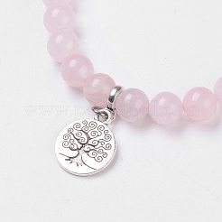 Bracelets extensibles en quartz rose naturel&nbsp;BJEW-JB03771-04