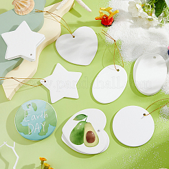 16 pièce 4 styles de décorations suspendues en porcelaine avec impression par transfert thermique&nbsp;HJEW-FH0001-77