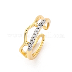 Manschettenfingerringe aus Messing mit Mikropflaster und klarem Zirkonia für Damen&nbsp;RJEW-C116-14G
