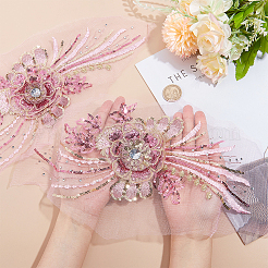 Accessori per ornamenti da ricamo in poliestere organza fiore 3d&nbsp;PATC-WH0008-03C