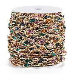 Crémaillère placage laiton fait main à facettes acrylique strass chaînes perlées&nbsp;CHC-F014-05G