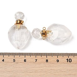Natürlicher Quarzkristall facettierte Tropfenflaschenanhänger&nbsp;G-A225-02G-03