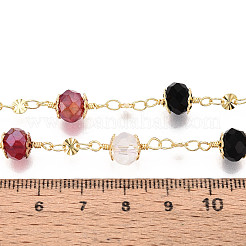 Chaînes en laiton et perles de verre faites à la main&nbsp;KK-N281-10G
