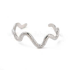 Bracelets manchette ouverts ondulés texturés en acier inoxydable 304 anti-ternissement pour femmes&nbsp;BJEW-C065-01P