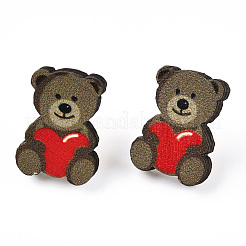 Pendientes de madera con estampado temático del día de San Valentín para mujer&nbsp;EJEW-B029-04