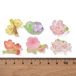 Transparente Harz- und Glitzerpulver-Cabochons mit floralem Aufdruck&nbsp;RE-CBA332C-03