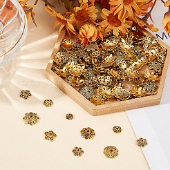 320 pièces 8 styles capuchons de perles en alliage de style tibétain&nbsp;TIBE-GO0001-02