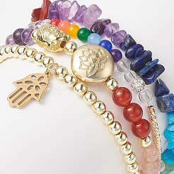 4 stücke 4 stil natürliche gemischte edelstein perlen stretch armbänder set&nbsp;BJEW-JB09222