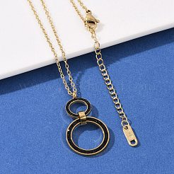 Colliers pendentifs à double anneau en acier inoxydable 304 avec strass&nbsp;NJEW-V001-04G
