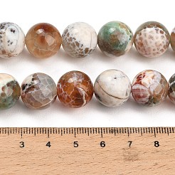 Brins de perles d'agate craquelée au feu naturel (teintes et chauffées)&nbsp;G-K425-A03-14mm