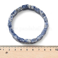Braccialetti elastici con perline di diaspro blu naturale quadrato per donne e uomini&nbsp;BJEW-C097-06K