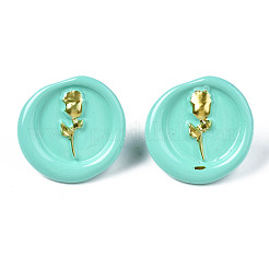 Aretes planos redondos con flor de rosa para mujer&nbsp;EJEW-N046-015-NR