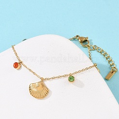 Bracciali con ciondoli in acciaio inossidabile 304 per donna&nbsp;BJEW-C114-09G