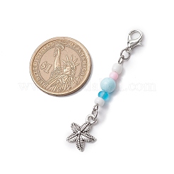 Ciondolo in lega con tema oceano e decorazioni pendenti con perline di vetro&nbsp;HJEW-JM03157-03