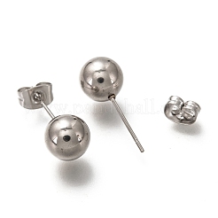 Anlaufgeschützte Ohrstecker aus 304 Edelstahl mit Kugeln&nbsp;EJEW-L254-01H-P