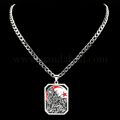 Collana con ciondolo a forma di targhetta per cani con lupo in acciaio inossidabile 304 smaltato nero&nbsp;WG9808E-01