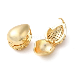 Orecchini a cerchio a goccia in ottone placcato a cremagliera con zirconi&nbsp;EJEW-D071-02G