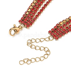 Pulseras multihebra de cadena de copa con rhinestone de acero inoxidable 304 para mujer&nbsp;BJEW-P376-01G-02A