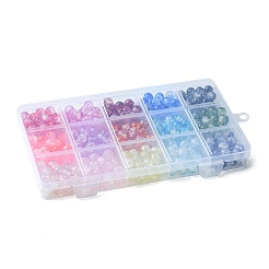375 Stück 15 Farben transparente Crackle-Backfarbe Glasperlen-Sets&nbsp;DGLA-FS0001-05