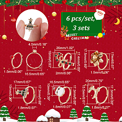 18 stücke 6 6 stil santa claus & weihnachten baum & blume & hirsch & zuckerstange emaille verstellbare ringe set&nbsp;RJEW-NB0001-03