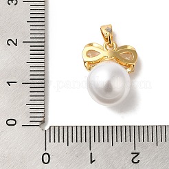 Pendentifs en laiton micro pavé de zircones cubiques avec perles en plastique ABS&nbsp;KK-C072-48G