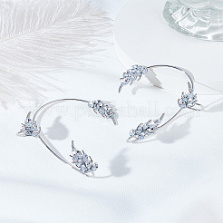 2 paire de boucles d'oreilles manchette en alliage de feuilles avec micro pavé de zircones cubiques transparentes&nbsp;EJEW-LP0013-19P