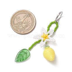 Segnapunti con perline di vetro e resina di fiori di limone&nbsp;HJEW-MZ00281