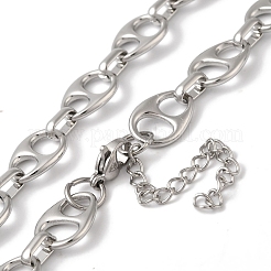 Collar de eslabones en forma de lágrima de acero inoxidable 304 que no se deslustra para mujer&nbsp;NJEW-B107-06P
